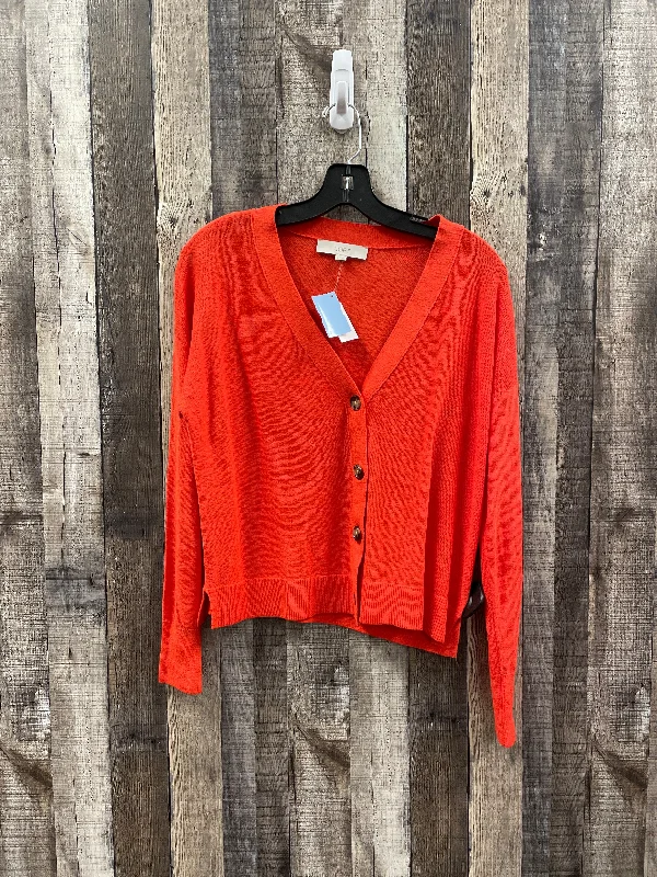 Women's Belarusian Wool SweatersCardigan By Loft In Orange, Size: S