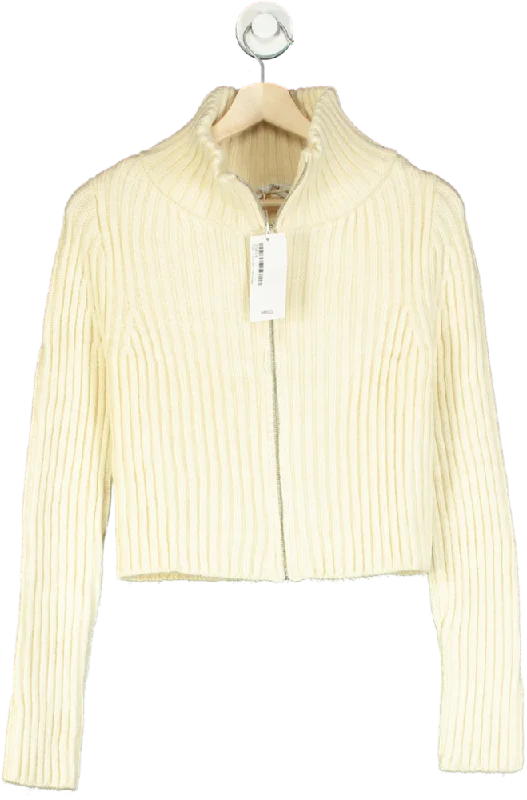 Women's Slovak Wool SweatersMANGO Cream Zipper Cropped Cardigan UK S