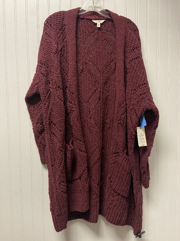 Women's Sleeveless SweatersSweater Cardigan By Terra & Sky In Maroon, Size: 3x