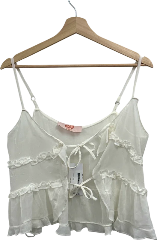 Women's Solid Color SweatersHiccup White Ruffle Camisole Top UK 8