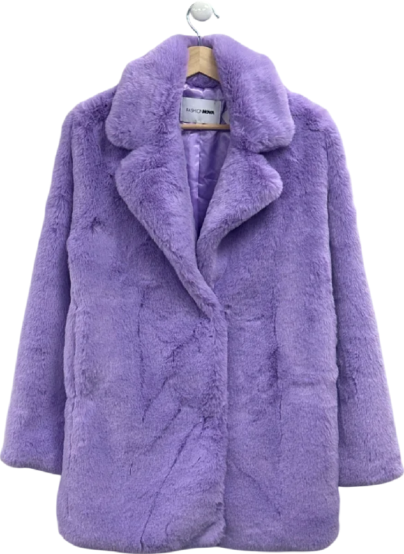 Women's Rounded Collar SweatersFashion Nova Purple Faux Fur Coat UK XS