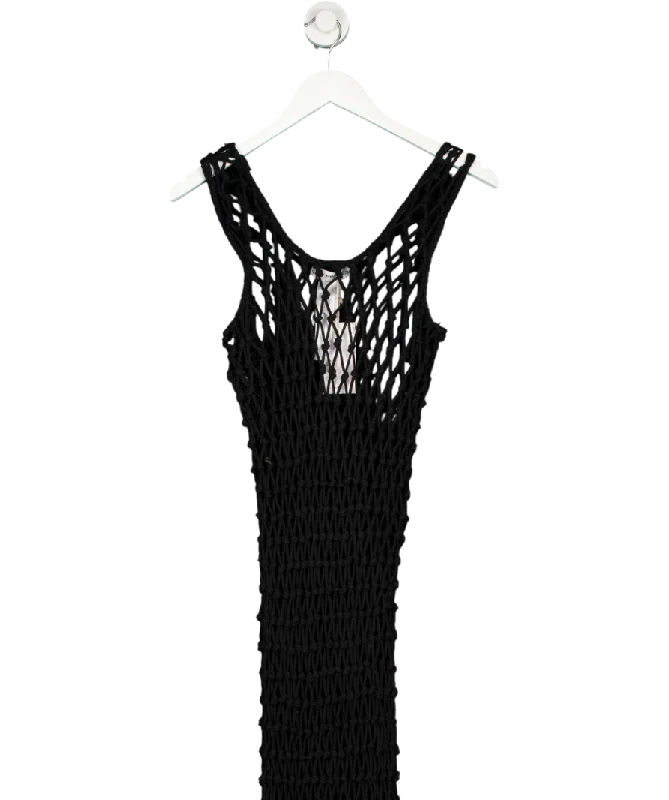 Women's High Collar SweatersMANGO Black Mesh Dress With Fringe Detail UK 8