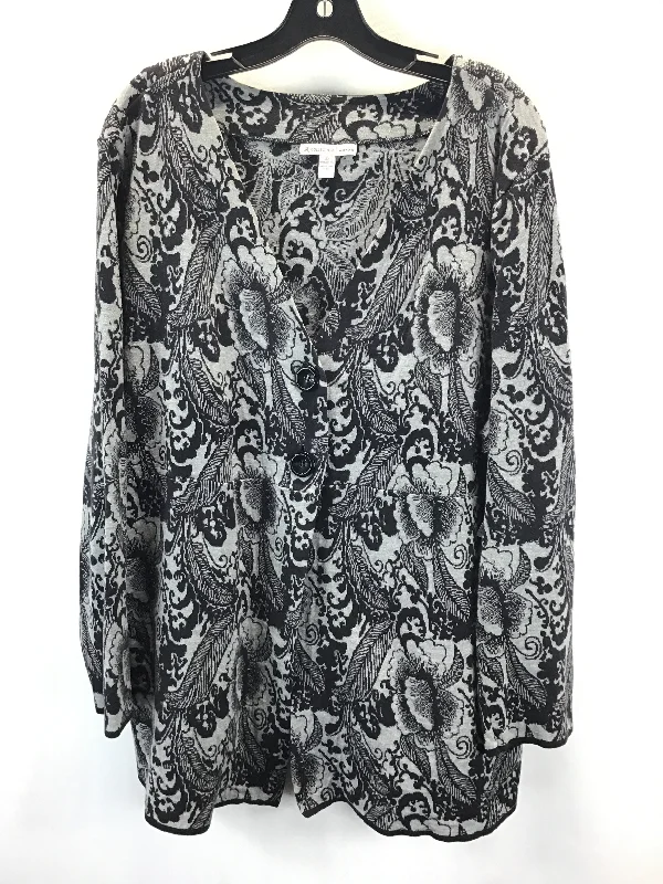 Women's Shirt Collar SweatersCardigan By Jm Collections In Floral Print, Size: 3x