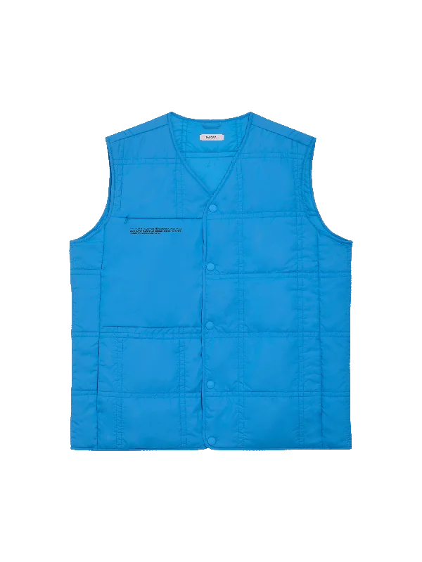 Women's Blouse with PocketsWomens Flower-Warmth Quilted Gilet—cerulean blue