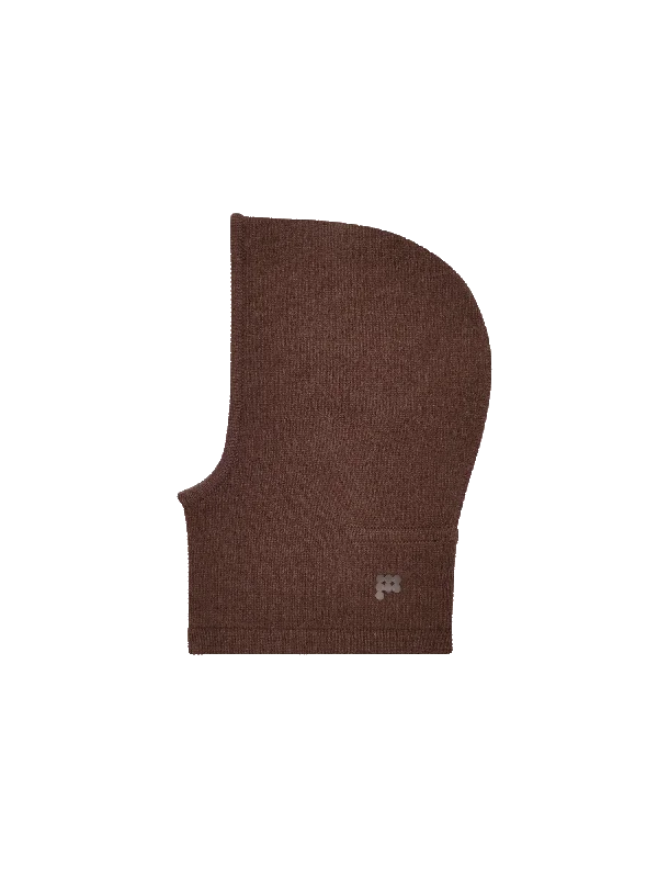 Women's Blouse with High CollarRecycled Cashmere Chunky Balaclava—chestnut brown