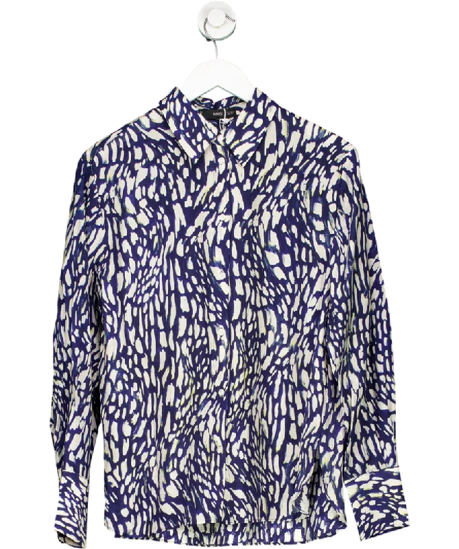 Women's High Collar SweatersMANGO Blue Lyocell Printed Shirt UK 8