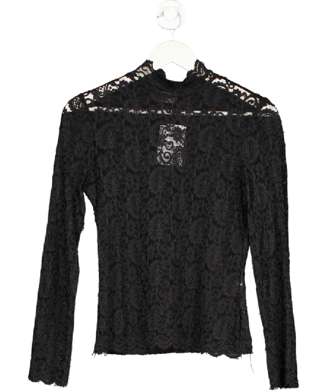 Women's U-Shaped Neck SweatersY London Lace Top In Black No Size