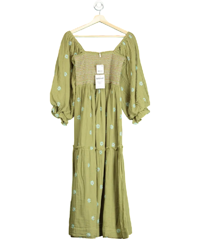 Women's Croatian Wool SweatersFree People Green Dahlia Embroidered Maxi Dress UK XS