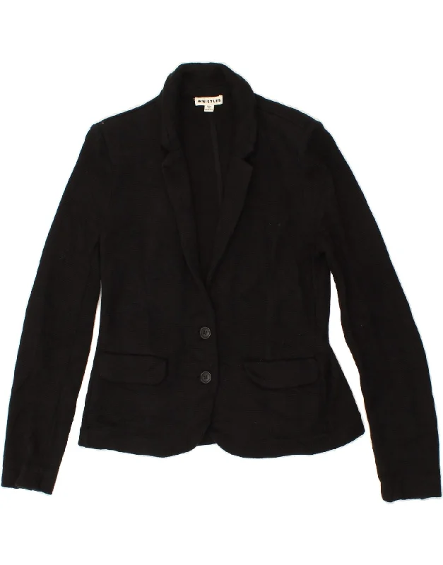 Women's Coats with Fur Trimmed PocketsWHISTLES Womens 2 Button Blazer Jacket UK 8 Small  Black Cotton