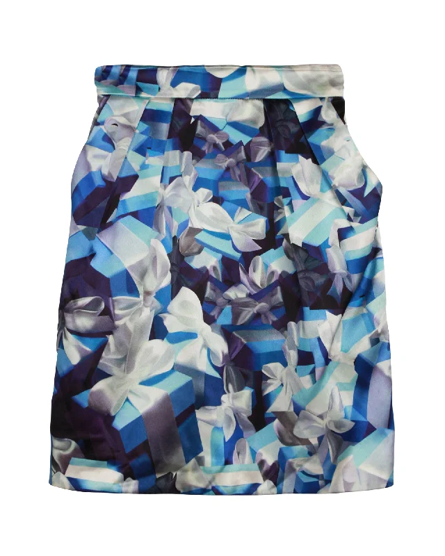 Women's Zip-Up SkirtsMary Katrantzou Printed Skirt in Blue Silk