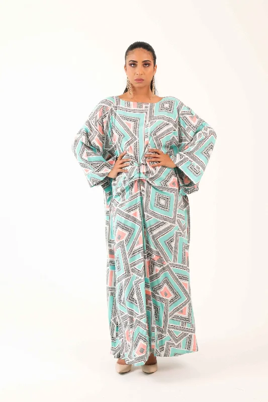 women's pajamas with a vintage lookMaze of Squares Kaftan