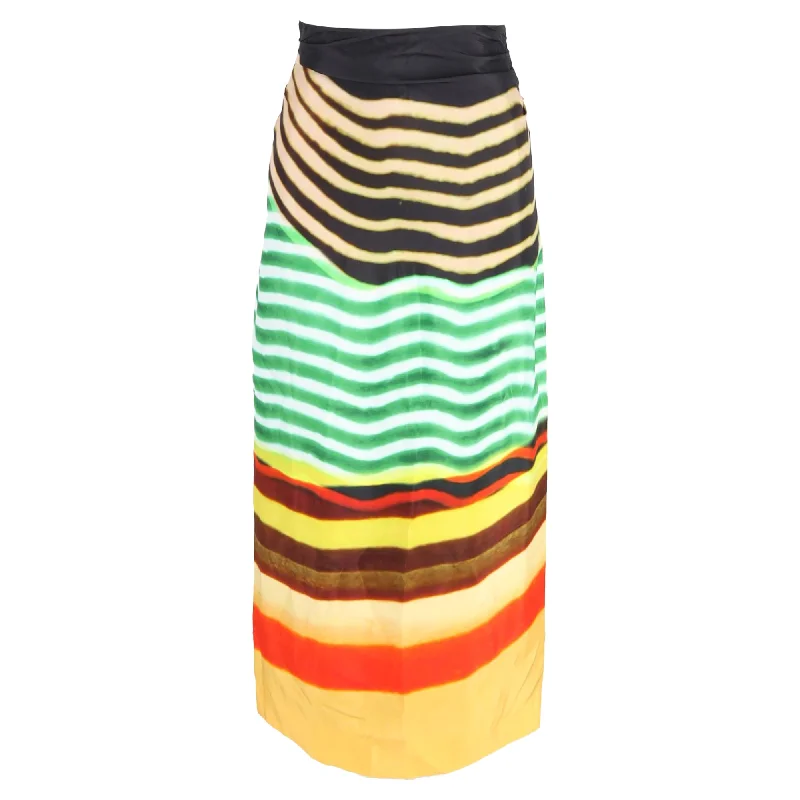 Women's Elegant SkirtsDries Van Noten Stan Printed Midi Skirt in Multicolor Satin