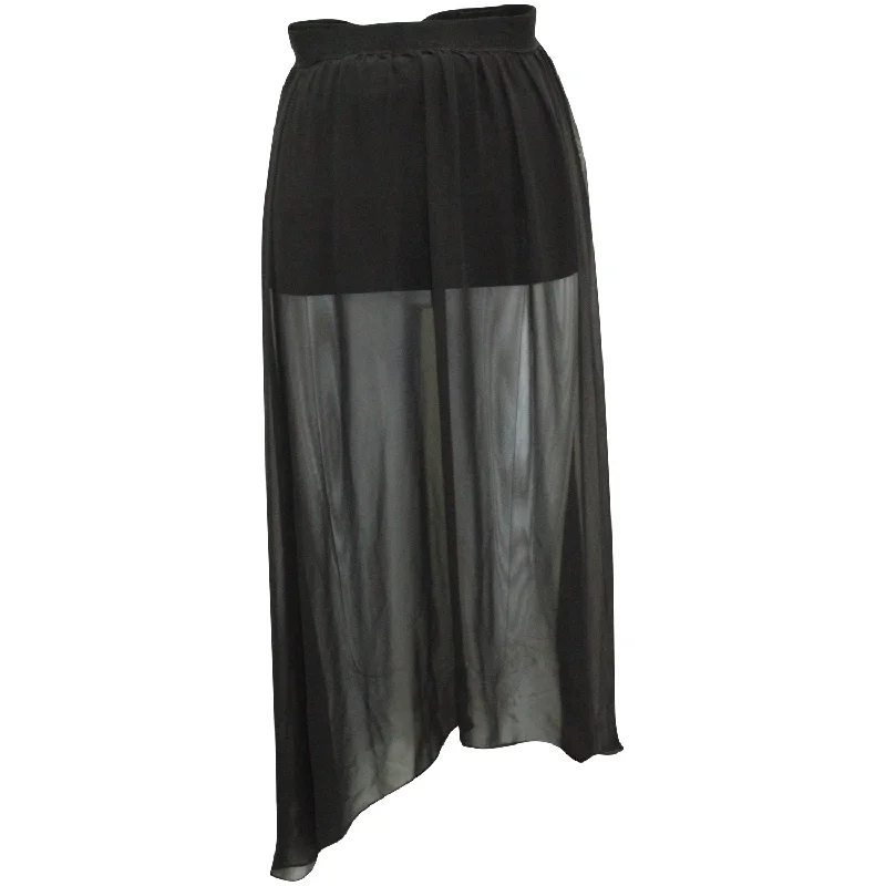 Women's Non-Stretch SkirtsAlice + Olivia Ruffle Embellishment Sheer Skirt in Black Polyester