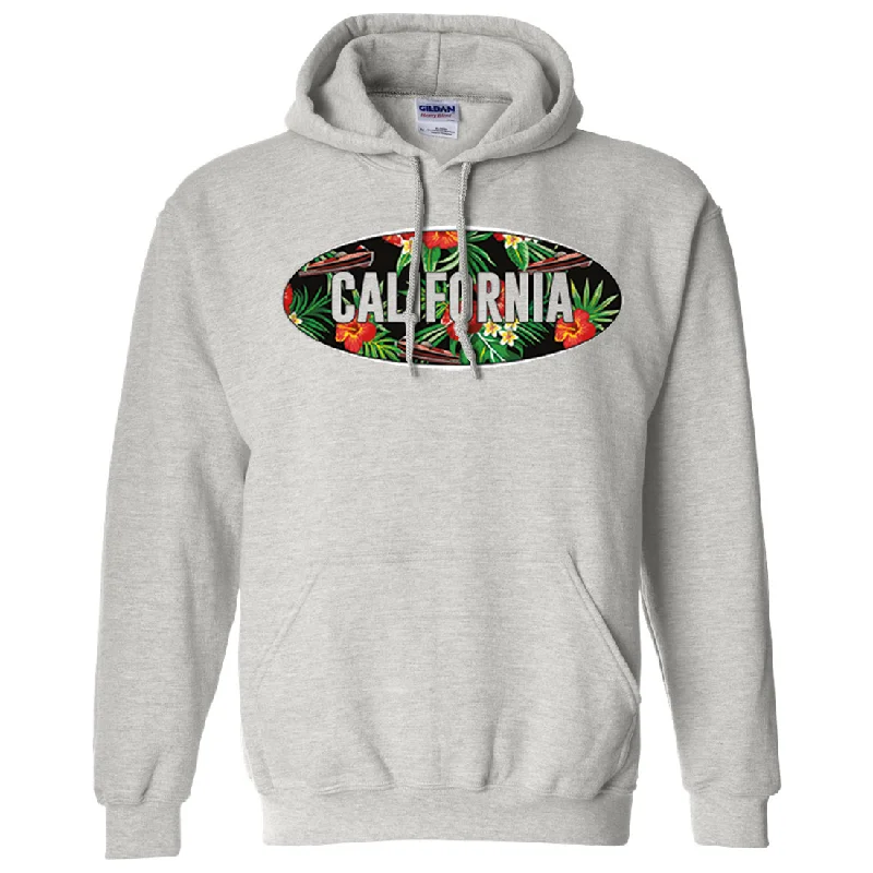 Women's Hooded Sweatshirts with Herringbone LiningCalifornia Tropical Flowers Logo Sweatshirt Hoodie