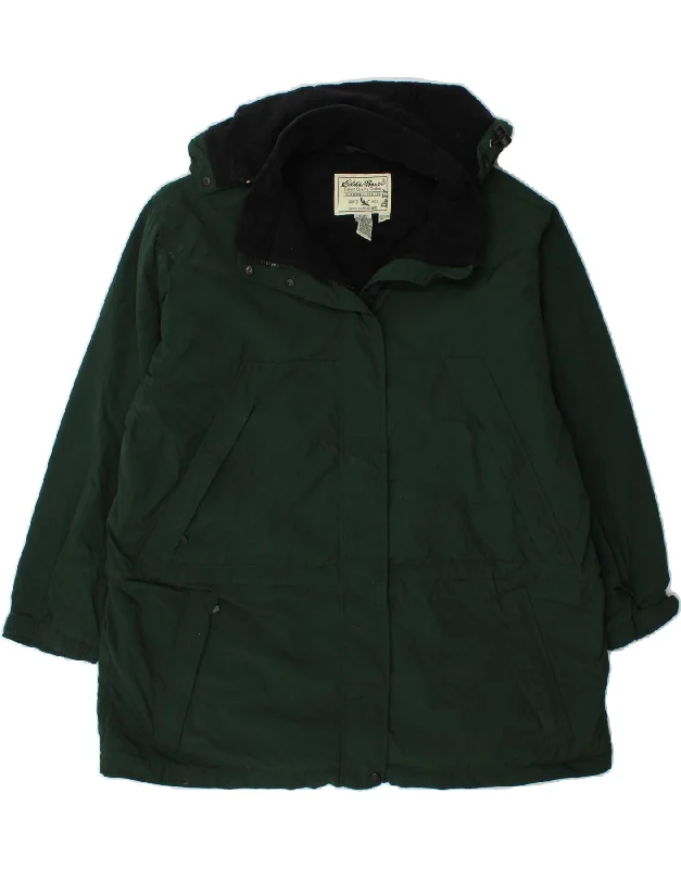 Women's Bomber CoatsEDDIE BAUER Womens Oversized Hooded Windbreaker Coat UK 20 2XL Green Nylon