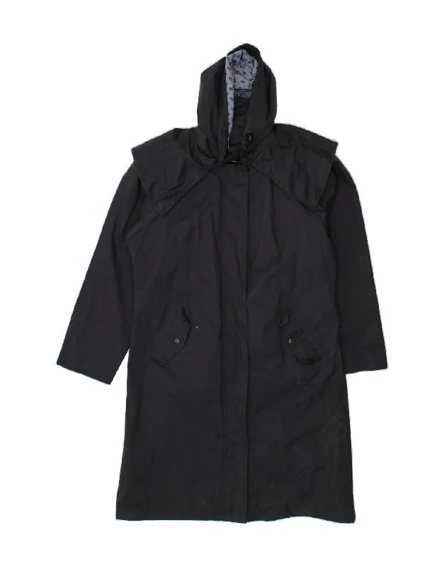 Women's Coats with HoodJACK MURPHY Womens Hooded Raincoat UK 14 Large  Navy Blue Polyester