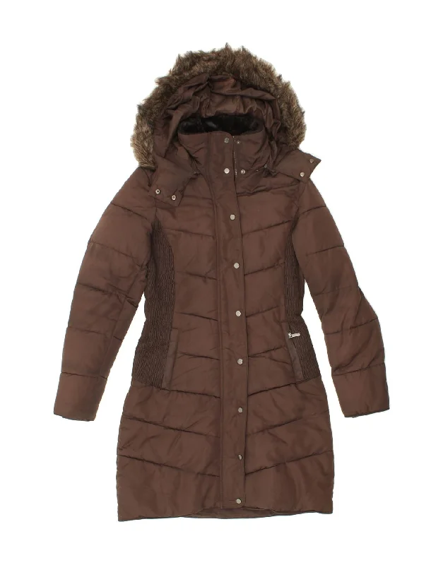 Women's Anorak CoatsHOBBS Womens Hooded Padded Coat UK 8 Small Brown