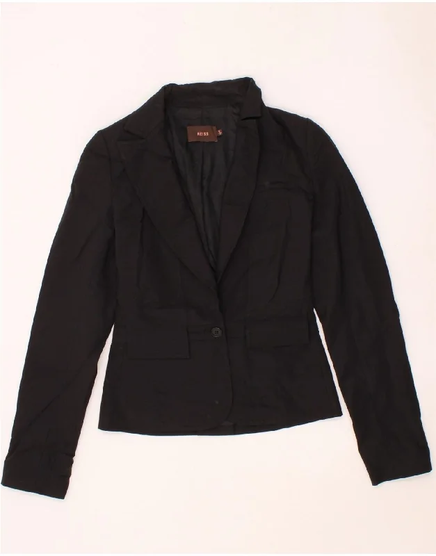 Women's Denim CoatsREISS Womens 1 Button Blazer Jacket UK 6 XS Black Wool