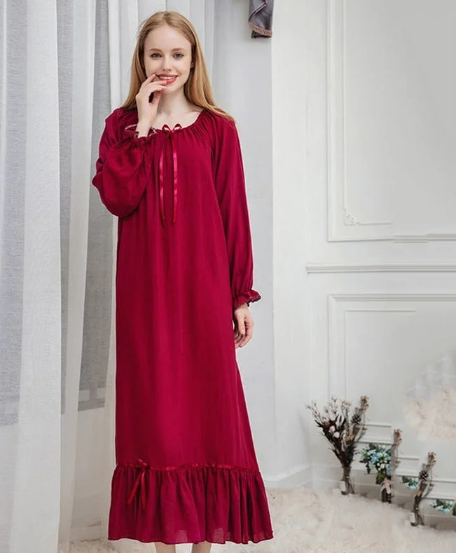 women's pajamas with moisture-wicking fabricLong Sleeve Cotton Nightgown