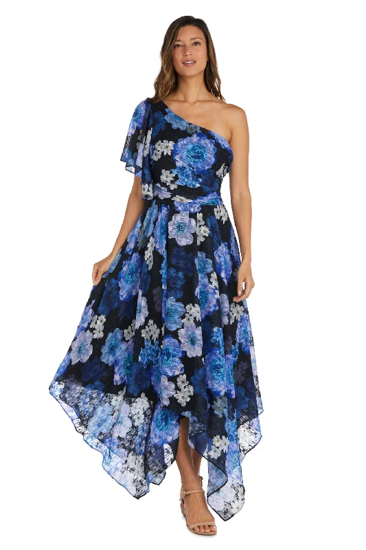 Women's Lapel Collar DressesNightway 22166 Floral Maxi Cocktail Dress