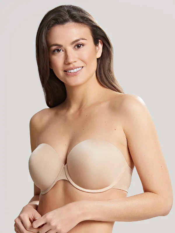 lace trim underwire bra for everyday wearPorcelain Elan Strapless Bra - Chai