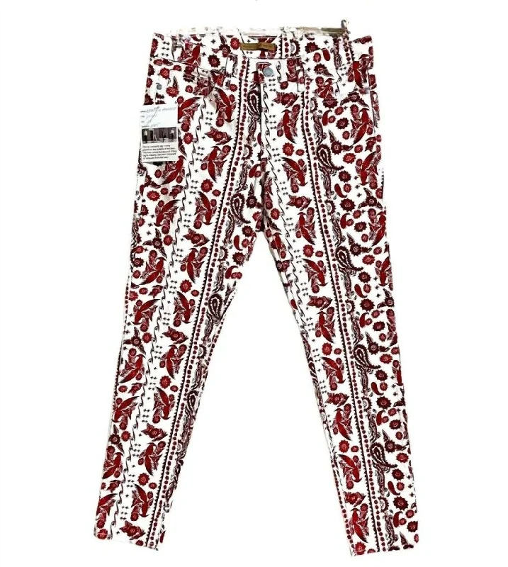 Women's Jodhpurs with High CollarWomen's Bleecker Bird Print Skinny Jeans In Red, White