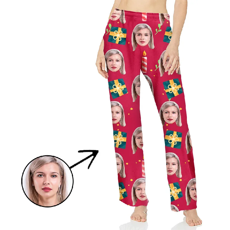 women's pajamas with drawstring waistCustom Photo Pajamas Pants For Women Christmas Gift For You