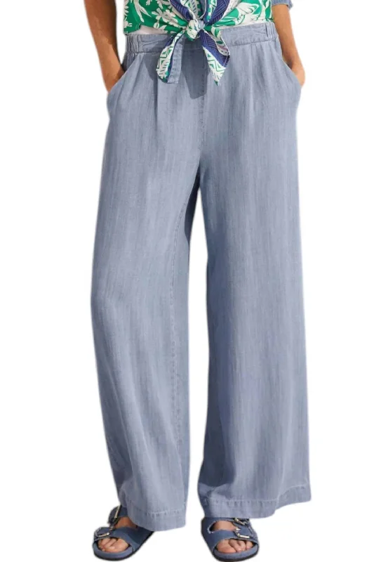 Women's Jodhpurs with Full LengthFlowy Pull-On Wide Leg Pants In Tideblue