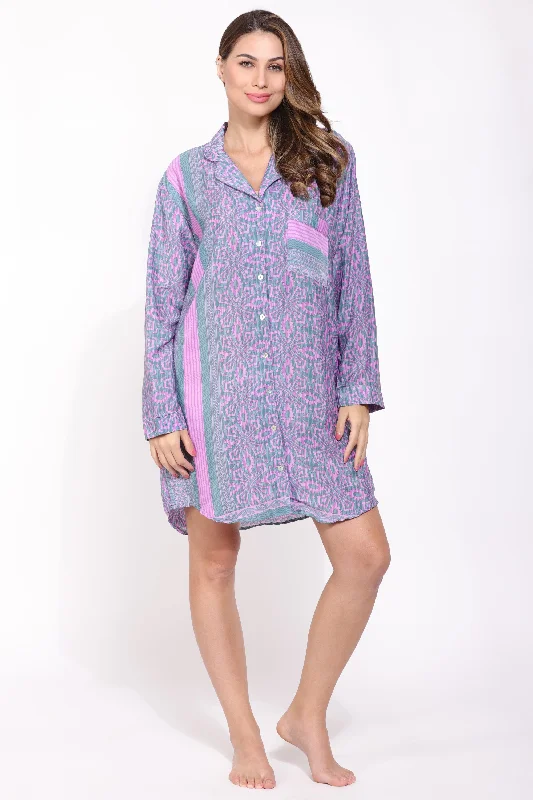 women's pajamas for those who cherish their bedtime routinesRecycled Silk Sari Nightshirt 020