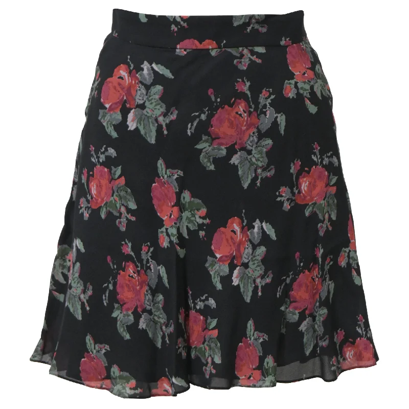 Women's Preppy SkirtsSaint Laurent Floral Print Mini A-Line Skirt in Multicolor Chiffon