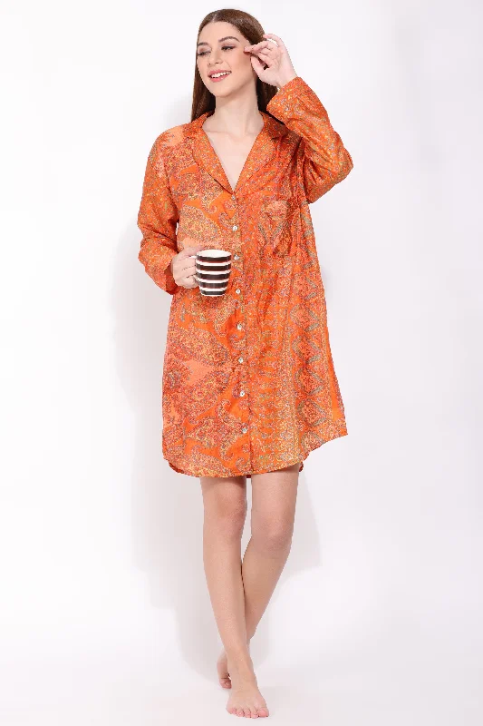 women's pajamas in solid colorsRecycled Silk Sari Nightshirt 006