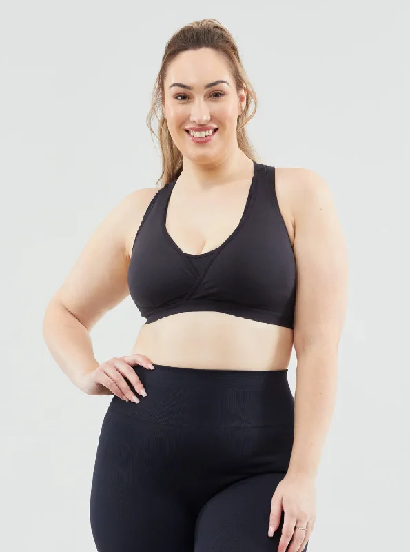 plus-size sports bra with mesh panelsLotus Hands-Free Pumping & Nursing Bra