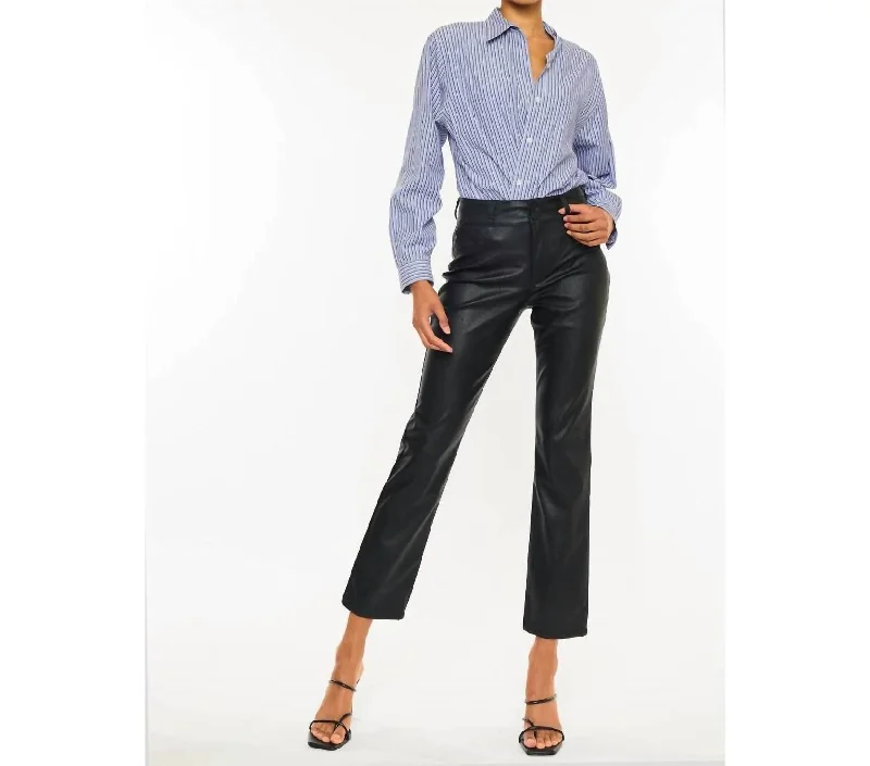 Women's Jodhpurs with Shirt CollarHigh Rise Polyurethane Straight Leg Jeans In Black