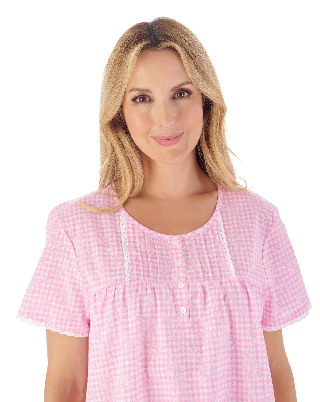 women's pajamas designed for those who believe in sweet dreams and cozy nights.Pink Check Nightdress 03212