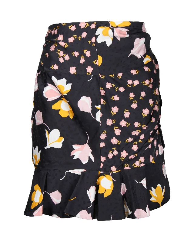 Women's Midi SkirtsSelf-Portrait Floral Mini Skirt in Black Silk