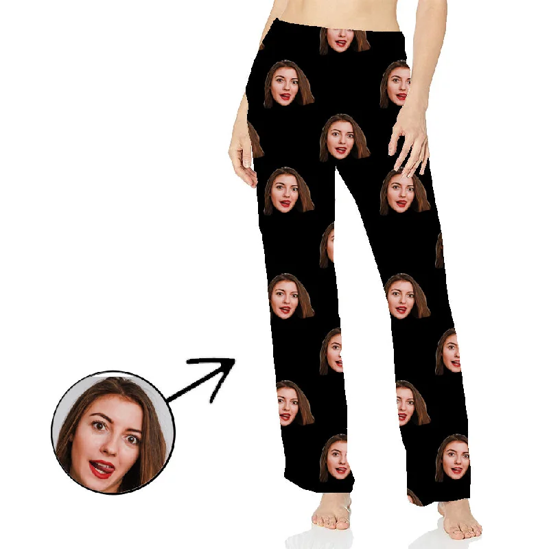 plus-size women's pajama pantsCustom Photo Pajamas Pants For Women I Love My Wife Long Sleeve