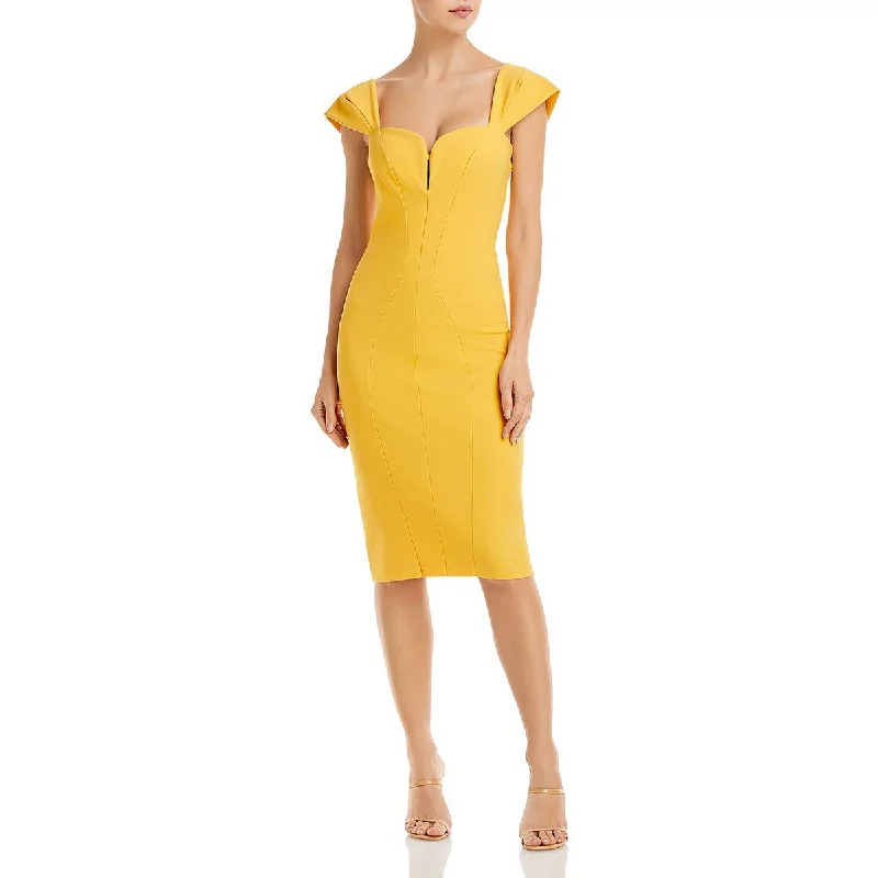 Women's Shawl Collar DressesWomens Stretch Cap Sleeve Bodycon Dress