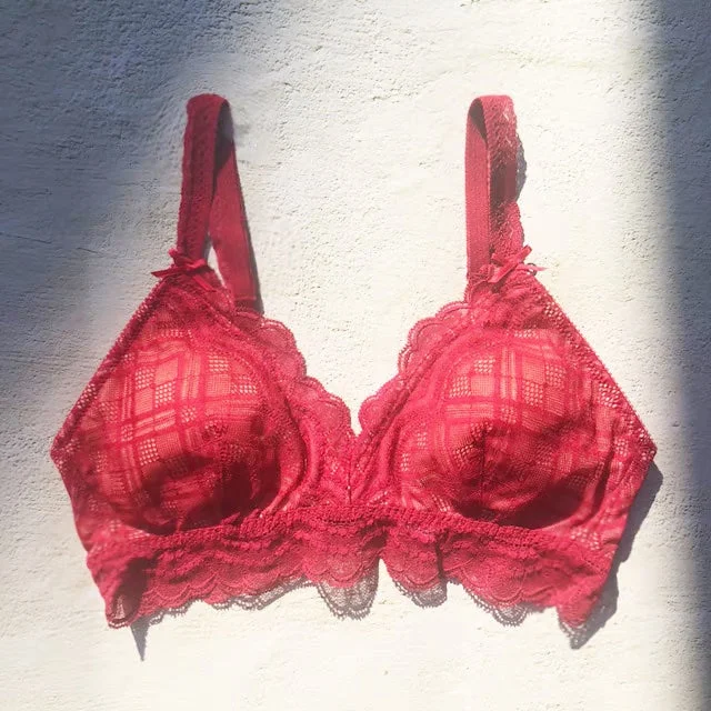 lace-up back bra for a custom fitSALE Love Red Bralette