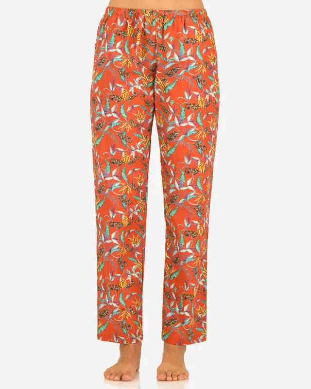 women's pajamas with lace trimWomens Lounge Pants - Night Monkeys Orange