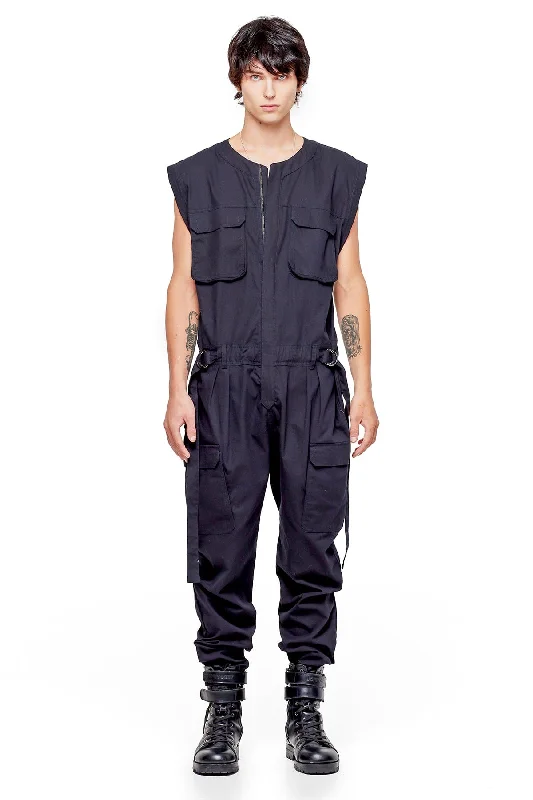 Women's Jumpsuits with Boat CollarSLEEVELESS JUMPSUIT IN BLACK