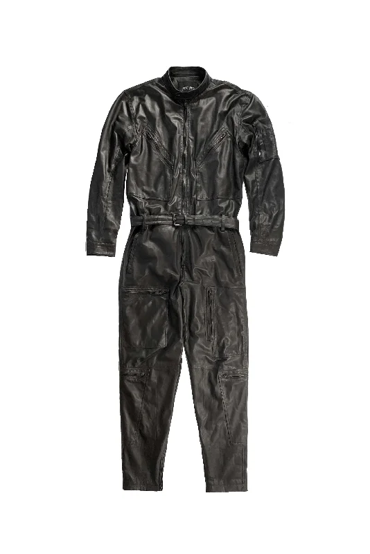 Women's Jumpsuits with Boat CollarLEATHER JUMPSUIT