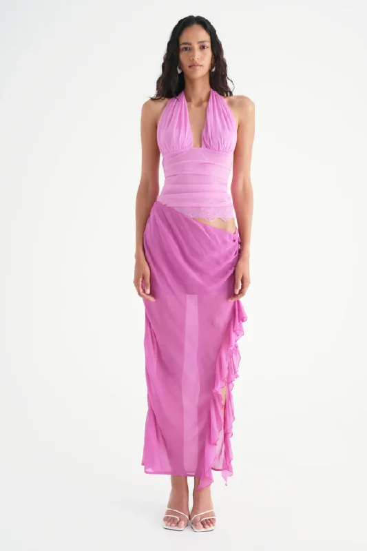 Women's U-Shaped Collar DressesPenelope Halter Maxi Dress Pink