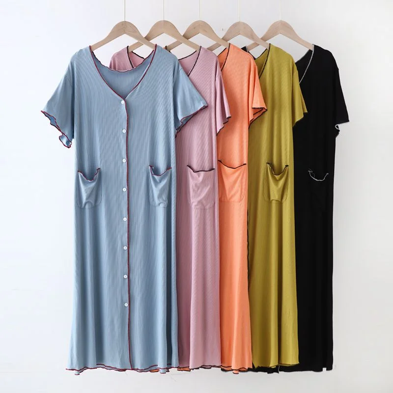 women's pajamas for a night of restShort Sleeve Button Down Modal Nightgown