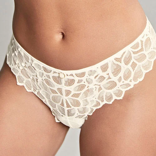 plus-size lace thong panties with stretch fabricPanache Allure Brief - Ivory