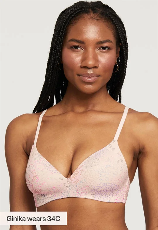 wireless bra with stretch fabricFlower Field Montelle Wire Free T-Shirt Bra