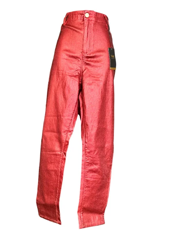 Women's Jodhpurs with Lapel CollarWomen's Metallic Jeans In Rust