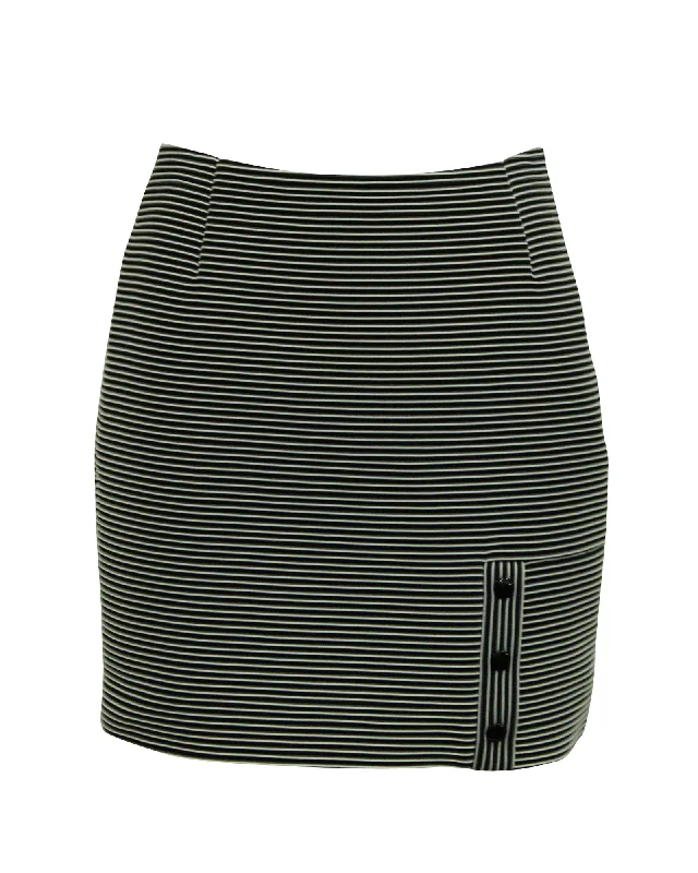 Women's Square Hem SkirtsMugler Striped Pencil Skirt in Black and White Polyamide