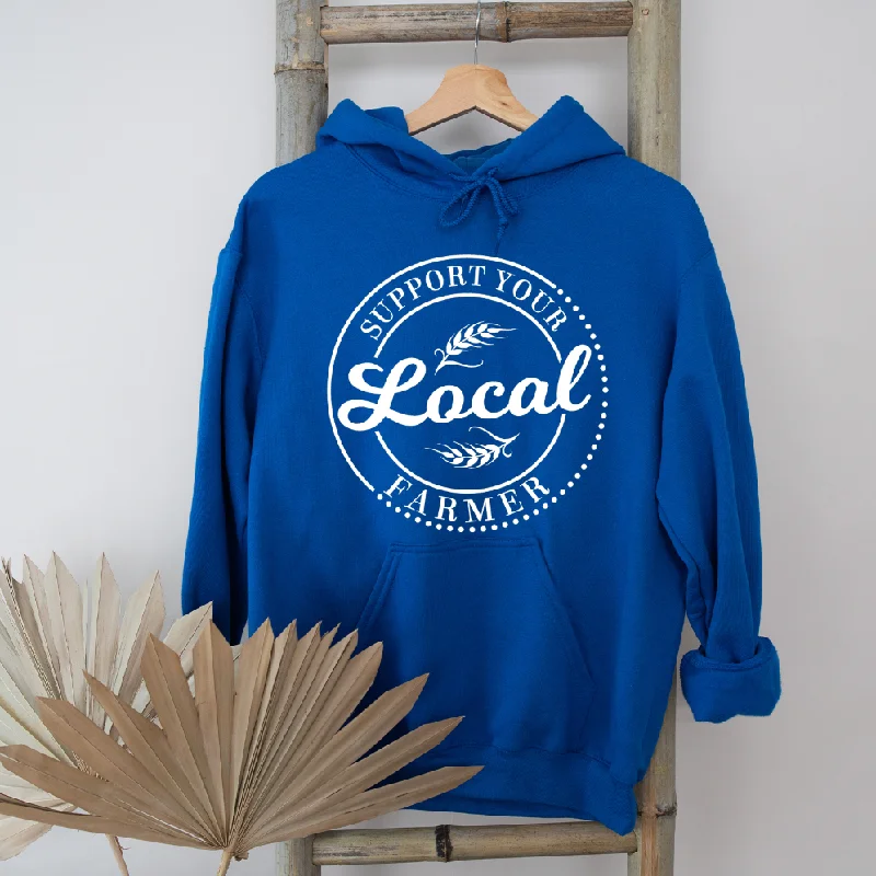 Women's Hooded Sweatshirts with Front PocketsSupport Your Local Farmer WHITE INK Hoodie (S-3XL) Unisex - Multiple Colors!