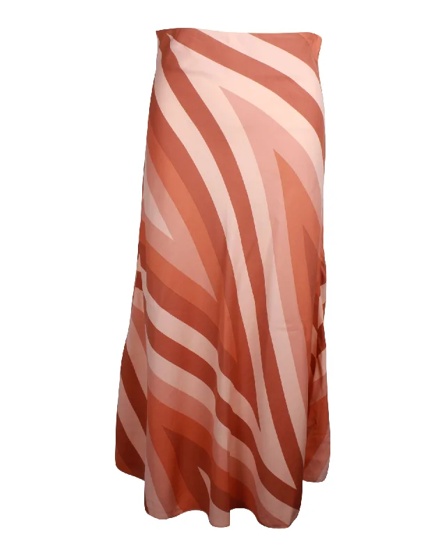 Women's Cool SkirtsSportmax Striped Midi Skirt in Peach Silk