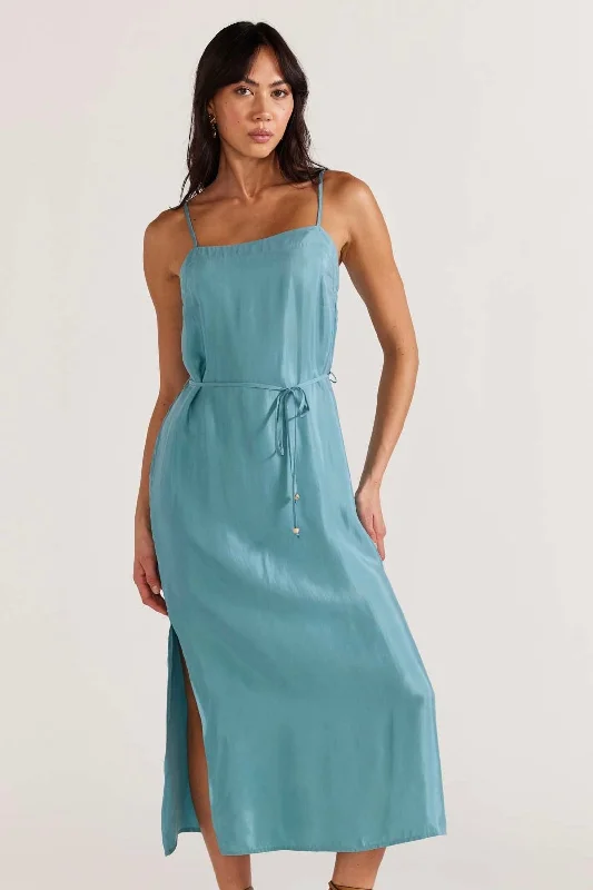 Women's Boat-Neck DressesNola Duckegg Cupro Midi Slip Dress